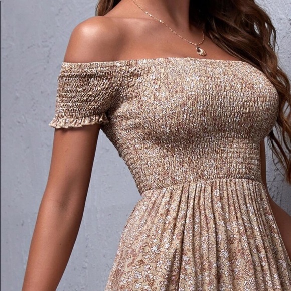 Boho floral off shoulder split thigh maxi dress - Picture 5 of 5